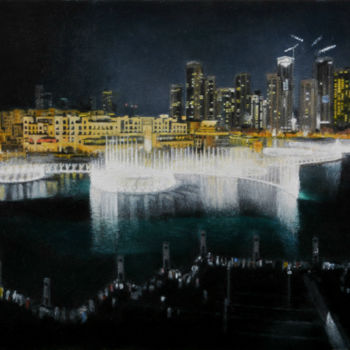 Peinture intitulée "Dubai fountains" par Ekaterinakirova, Œuvre d'art originale, Huile
