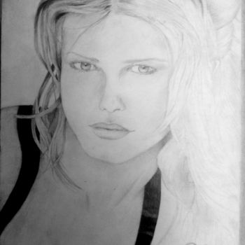 Drawing titled "Claudia Schiffer" by Ekaterinakirova, Original Artwork, Pencil