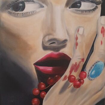 Painting titled "red passion" by Ekaterina Nichubai (Shpekht), Original Artwork, Oil Mounted on Wood Stretcher frame