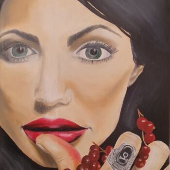 Painting titled "red passion 2" by Ekaterina Nichubai (Shpekht), Original Artwork, Oil Mounted on Wood Stretcher frame