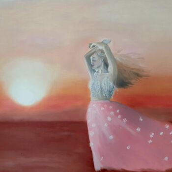 Painting titled "no background sunset" by Ekaterina Nichubai (Shpekht), Original Artwork, Oil