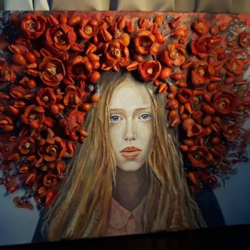 Schilderij getiteld "portrait of a girl" door Ekaterina Art, Origineel Kunstwerk, Olie