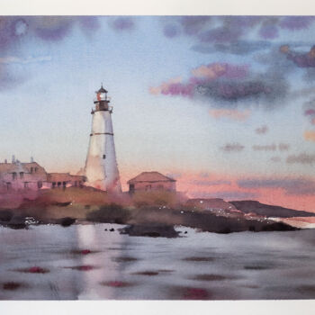 Peinture intitulée "Lighthouse" par Ekaterina Pytina, Œuvre d'art originale, Aquarelle