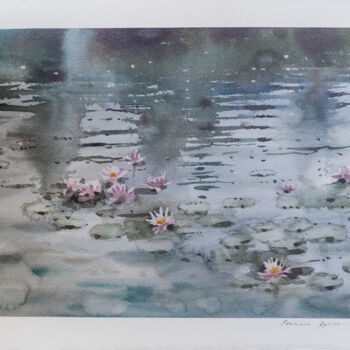 Schilderij getiteld "Water Lilies" door Ekaterina Pytina, Origineel Kunstwerk, Aquarel