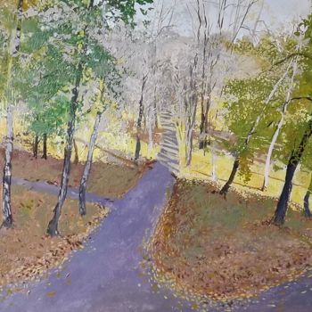 Painting titled "Autumn in Kyiv" by Ekaterina Savina, Original Artwork, Acrylic