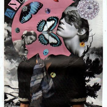 Collages getiteld "Collage on paper Me…" door Ekaterina Shytova, Origineel Kunstwerk, Collages