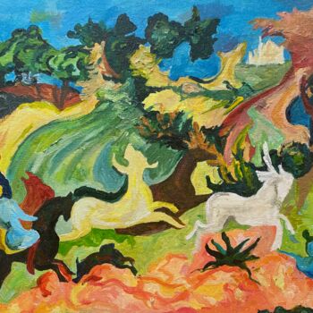 Pintura intitulada "Village" por Ekaterina Timofeeva, Obras de arte originais, Acrílico
