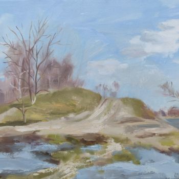Картина под названием "Spring landscape" - Екатерина Устинская, Подлинное произведение искусства, Масло