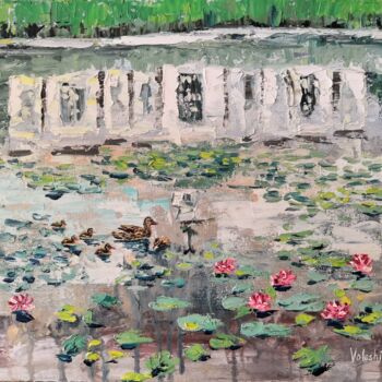 Painting titled "The Pond at the the…" by Ekaterina Volosina, Original Artwork, Oil