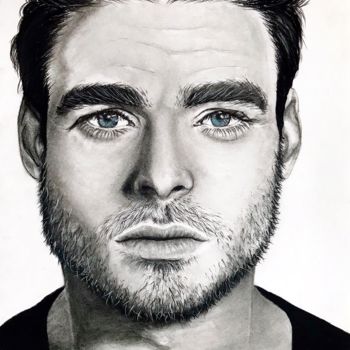 Рисунок под названием "Richard Madden" - Екатерина Попова, Подлинное произведение искусства, Древесный уголь