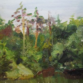 Картина под названием "Лесное озеро" - Екатерина Шаталова, Подлинное произведение искусства, Масло