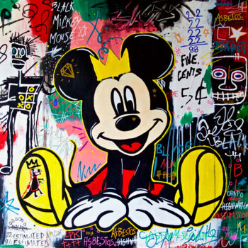 Schilderij getiteld "Mickey Basquiat tou…" door Eklektik Art, Origineel Kunstwerk, Acryl