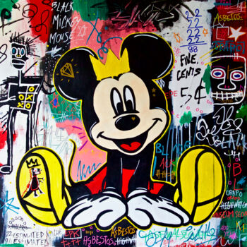 Pittura intitolato "Mickey Basquiat tou…" da Eklektik Art, Opera d'arte originale, Acrilico