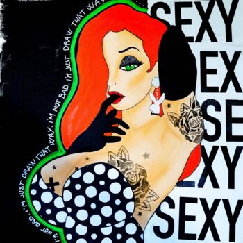 제목이 "Sexy Jessica"인 미술작품 Eklektik Art로, 원작, 아크릴 나무 들것 프레임에 장착됨