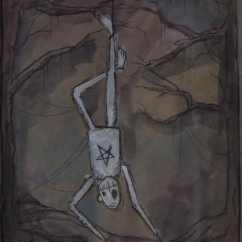 Painting titled "Hanged man" by El Tonio, Original Artwork, Watercolor