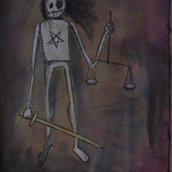 Painting titled "Justice" by El Tonio, Original Artwork, Watercolor