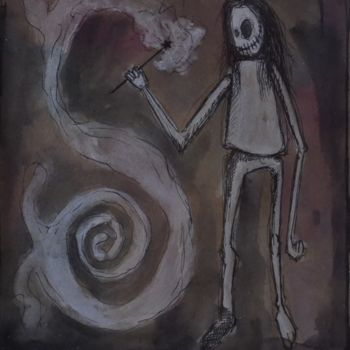 Painting titled "Magician" by El Tonio, Original Artwork, Watercolor