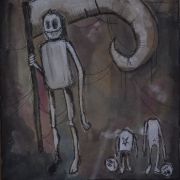 Painting titled "Death" by El Tonio, Original Artwork, Watercolor