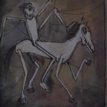 Картина под названием "Knight" - El Tonio, Подлинное произведение искусства, Акварель