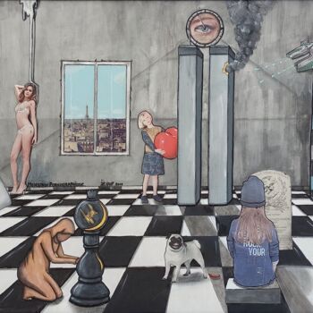 Peinture intitulée "Mensonges pornograp…" par El-Zoufri, Œuvre d'art originale, Acrylique
