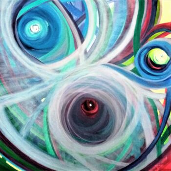 Painting titled "" Connections cosmi…" by Ela Couturier, Original Artwork, Acrylic Mounted on Wood Stretcher frame