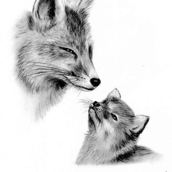 Zeichnungen mit dem Titel "Fuchs" von Ela Nowak, Original-Kunstwerk