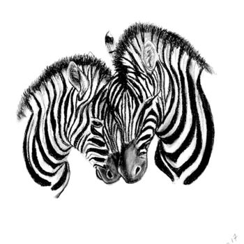 Desenho intitulada "Zebra" por Ela Nowak, Obras de arte originais, Pastel