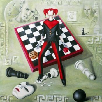 Pintura titulada "Der Spieler hinter…" por Ela Nowak, Obra de arte original, Oleo