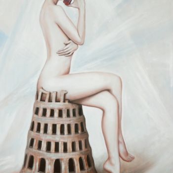 Painting titled "Turm" by Ela Nowak, Original Artwork, Oil