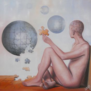 Painting titled "Puzzle" by Ela Nowak, Original Artwork, Oil