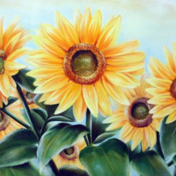 Картина под названием "Sonnenblumen" - Ela Nowak, Подлинное произведение искусства, Масло