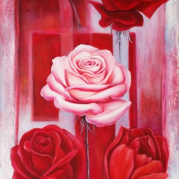 Malerei mit dem Titel "Rosen" von Ela Nowak, Original-Kunstwerk, Öl
