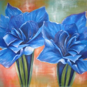 Painting titled "Blumen" by Ela Nowak, Original Artwork, Oil