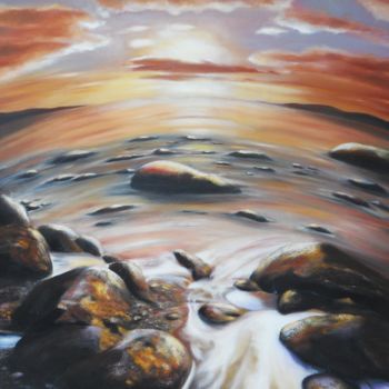 Malerei mit dem Titel "Sonnenuntergang 2" von Ela Nowak, Original-Kunstwerk, Öl