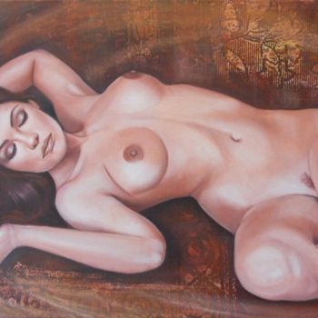 Pintura titulada "Schlafende Frau" por Ela Nowak, Obra de arte original, Oleo