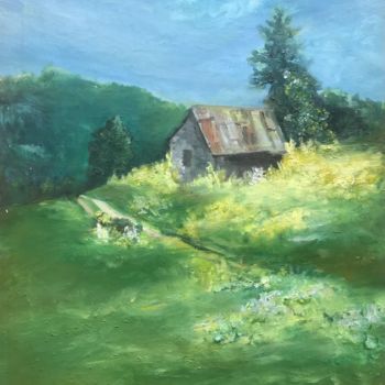 Malarstwo zatytułowany „Beautiful village i…” autorstwa Elżbieta Helena Pawłowska, Oryginalna praca, Olej