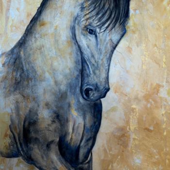 Malarstwo zatytułowany „golden-horse-24-x-3…” autorstwa Elaine Toutant-Allen, Oryginalna praca