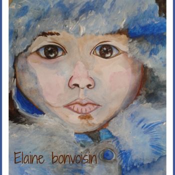Painting titled "l'enfant tibétain" by Elaine Gresland, Original Artwork