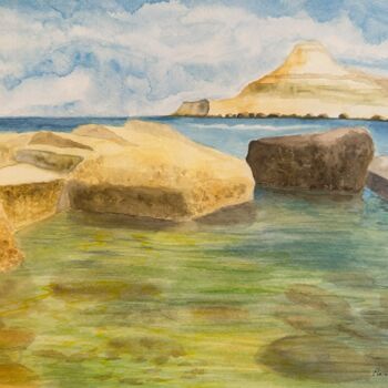 Pintura titulada "Crystal waters at Q…" por Elaine Mifsud, Obra de arte original, Acuarela