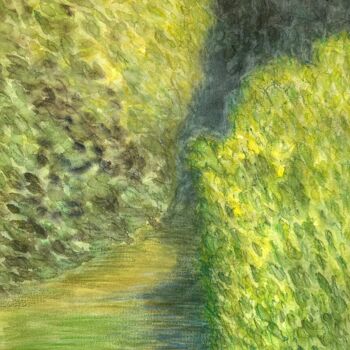 Peinture intitulée "The stream flowing…" par Elaine Mifsud, Œuvre d'art originale, Aquarelle