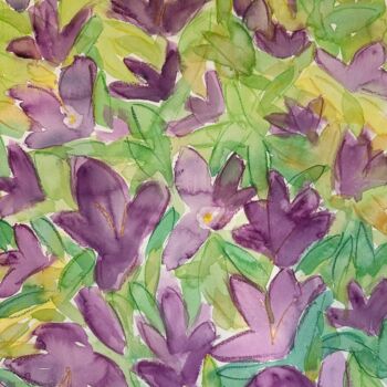 Peinture intitulée "Purple Bougainvillea" par Elaine Mifsud, Œuvre d'art originale, Aquarelle