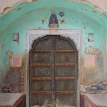 Ζωγραφική με τίτλο "Shangri-la" από Elaine Nederlof, Αυθεντικά έργα τέχνης, Λάδι Τοποθετήθηκε στο Ξύλινο φορείο σκελετό