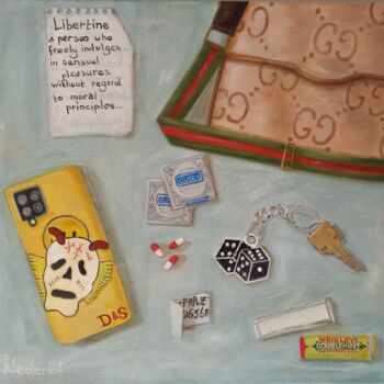 Ζωγραφική με τίτλο "Libertine" από Elaine Nederlof, Αυθεντικά έργα τέχνης, Λάδι Τοποθετήθηκε στο Ξύλινο φορείο σκελετό