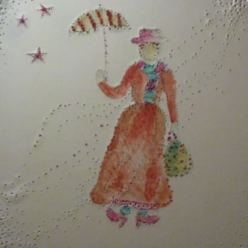 Текстильное искусство под названием "Mary Poppins vola v…" - Manuela Merani, Подлинное произведение искусства