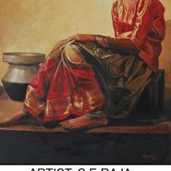Painting titled "a girl2" by S.Elayaraja, Original Artwork, Oil