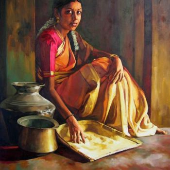 Painting titled "women1" by S.Elayaraja, Original Artwork, Oil