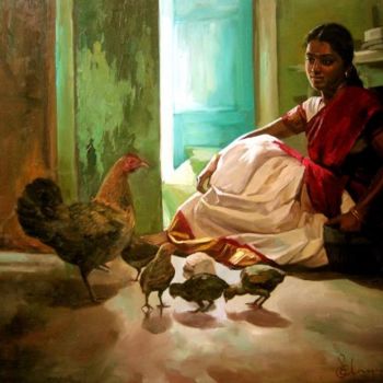 Peinture intitulée "movements" par S.Elayaraja, Œuvre d'art originale, Huile