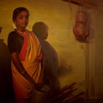 Painting titled "women5" by S.Elayaraja, Original Artwork, Oil