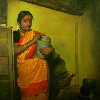 Painting titled "women with wessel4" by S.Elayaraja, Original Artwork