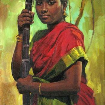 Painting titled "women7" by S.Elayaraja, Original Artwork